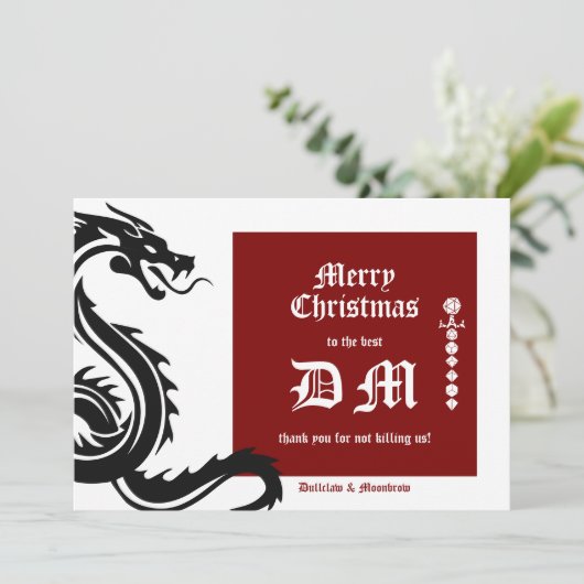 Cartes Pour Fêtes Annuelles Dragon celtique MDN RPG DM Gamer Noël (Debout devant)