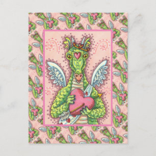 CARTES POUR FÊTES ANNUELLES DRAGON CUPIDE, COEUR ET FLÈCHE IMAGINAIRE VALENTIN