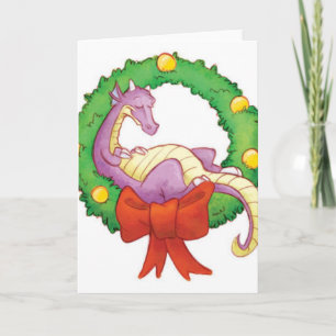Cartes Pour Fêtes Annuelles Dragon Dans Une Guirlande De Noël