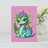Cartes Pour Fêtes Annuelles Dragon de bébé pourpre et vert (Debout devant)