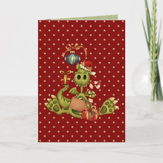 Cartes Pour Fêtes Annuelles Dragon de Noël (Devant)