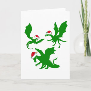 Cartes Pour Fêtes Annuelles Dragon de Noël Père Noël Mignon Fantastique
