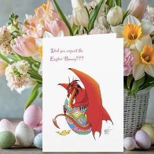 Cartes Pour Fêtes Annuelles Dragon rouge aux oeufs de Pâques