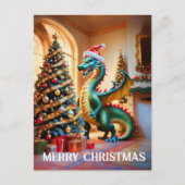Cartes Pour Fêtes Annuelles Dragon Vert Le Soir De Noël (Devant)