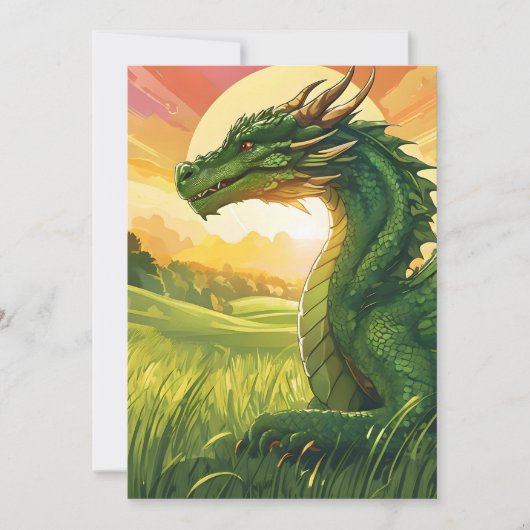 CARTES POUR FÊTES ANNUELLES DRAGON VERT MYTHIQUE (Devant)