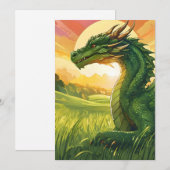 CARTES POUR FÊTES ANNUELLES DRAGON VERT MYTHIQUE (Devant / Derrière)