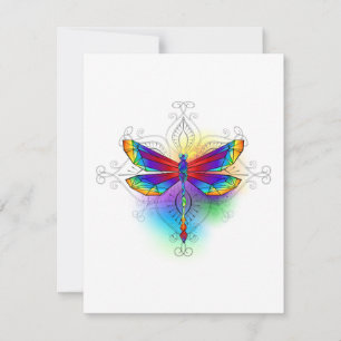 Cartes Pour Fêtes Annuelles Dragonfly en arc-en-ciel