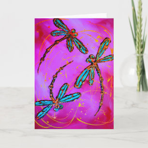 Cartes Pour Fêtes Annuelles Dragonfly Flit Electrique rose