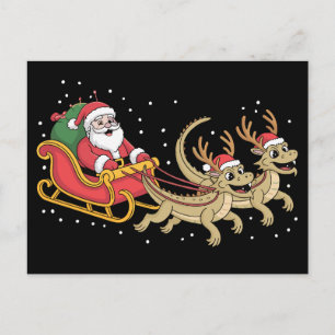 Cartes Pour Fêtes Annuelles Dragons de traîneau de Noël de renne de cerfs de S