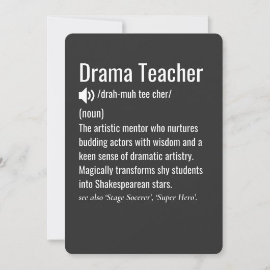 Cartes Pour Fêtes Annuelles Drama Teacher  (Devant)