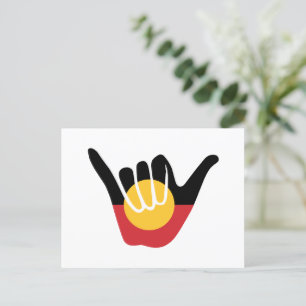 Cartes Pour Fêtes Annuelles Drapeau aborigène australien signe Shaka pendaison