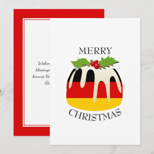 Cartes Pour Fêtes Annuelles DRAPEAU ALLEMAND | Pudding de Noël | Festive (Devant / Derrière)