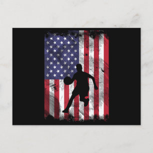 Cartes Pour Fêtes Annuelles Drapeau américain Basketball Vintage Patriotique B