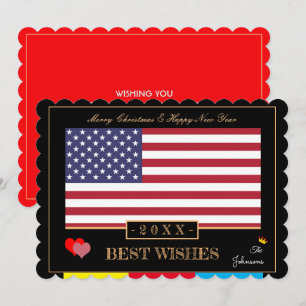 Cartes Pour Fêtes Annuelles Drapeau américain & Bonne année /Meilleurs voeux U