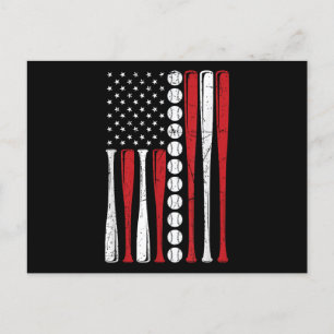 Cartes Pour Fêtes Annuelles Drapeau américain de baseball Vintage 4 juillet