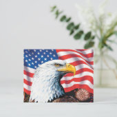 Cartes Pour Fêtes Annuelles Drapeau américain et aigle (Debout devant)