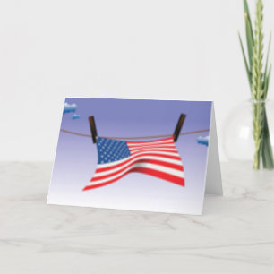 Cartes Pour Fêtes Annuelles Drapeau américain sur la ligne de vêtements