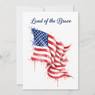 Cartes Pour Fêtes Annuelles Drapeau Américain Terre des Braves Aquarelle USA