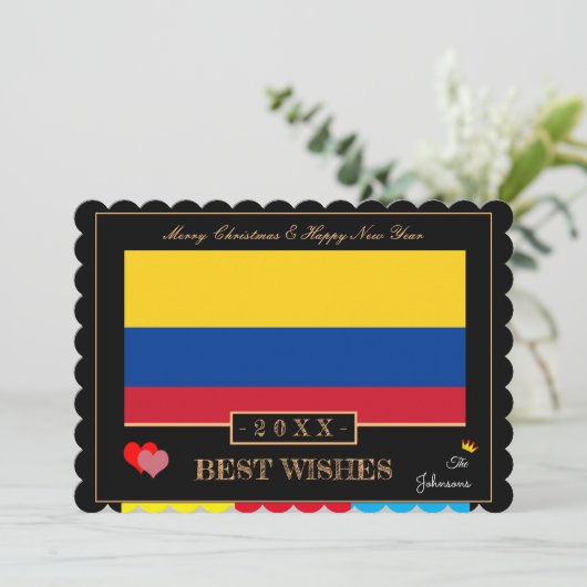 Cartes Pour Fêtes Annuelles Drapeau colombien & Bonne année / Meilleurs voeux (Debout devant)
