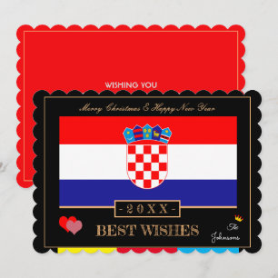 Cartes Pour Fêtes Annuelles Drapeau croate & Bonne année / Meilleurs voeux Cro