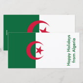 Cartes Pour Fêtes Annuelles Drapeau d'Algérie, Joyeuses fêtes d'Algérie (Devant / Derrière)