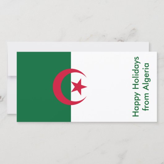 Cartes Pour Fêtes Annuelles Drapeau d'Algérie, Joyeuses fêtes d'Algérie (Devant)