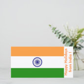 Cartes Pour Fêtes Annuelles Drapeau de Chine, Joyeuses fêtes d'Inde (Debout devant)