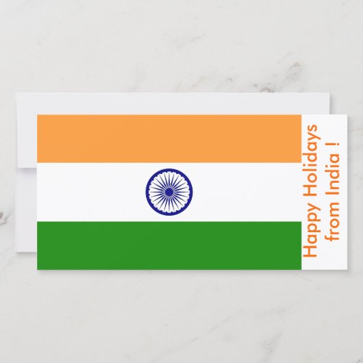 Cartes Pour Fêtes Annuelles Drapeau de Chine, Joyeuses fêtes d'Inde (Devant)