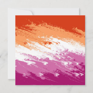 Cartes Pour Fêtes Annuelles Drapeau de fierté lesbienne abstrait trippy ondulé