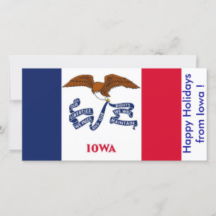 Cartes Pour Fêtes Annuelles Drapeau de l'Iowa, Joyeuses fêtes des États-Unis.