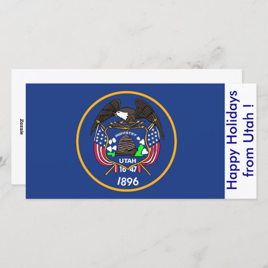 Cartes Pour Fêtes Annuelles Drapeau de l'Utah, Joyeuses fêtes des États-Unis. (Devant / Derrière)