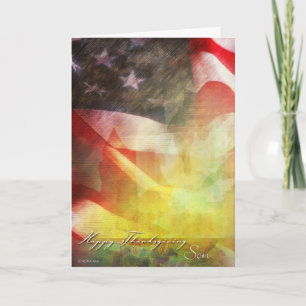 Cartes Pour Fêtes Annuelles Drapeau de Thanksgiving - Militaire Thanksgiving S