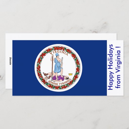 Cartes Pour Fêtes Annuelles Drapeau de Virginie, Joyeuses fêtes des États-Unis (Devant / Derrière)