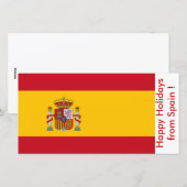 Cartes Pour Fêtes Annuelles Drapeau d'Espagne, Joyeuses fêtes d'Espagne (Devant / Derrière)