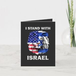 Cartes Pour Fêtes Annuelles Drapeau d'Israël et des États-Unis Lion _ Je suis