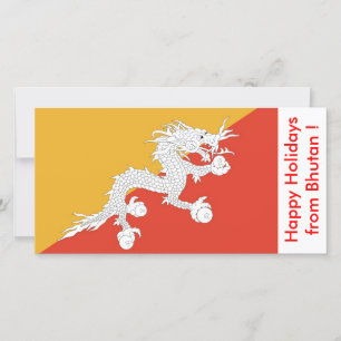 Cartes Pour Fêtes Annuelles Drapeau du Bhoutan, Joyeuses fêtes du Bhoutan