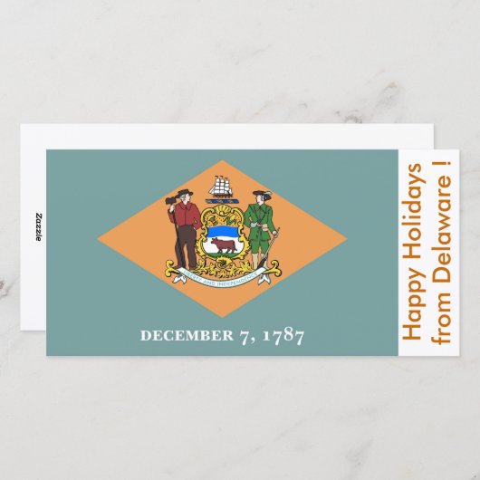 Cartes Pour Fêtes Annuelles Drapeau du Delaware, Joyeuses Vacances des États-U (Devant / Derrière)