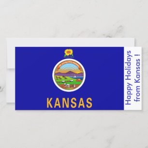 Cartes Pour Fêtes Annuelles Drapeau du Kansas, Joyeuses fêtes des États-Unis.