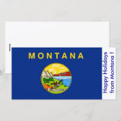 Cartes Pour Fêtes Annuelles Drapeau du Montana, Joyeuses fêtes des Etats-Unis. (Devant / Derrière)