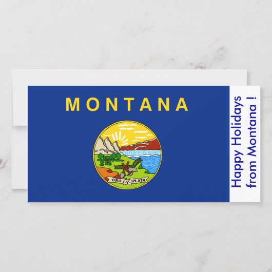 Cartes Pour Fêtes Annuelles Drapeau du Montana, Joyeuses fêtes des Etats-Unis. (Devant)