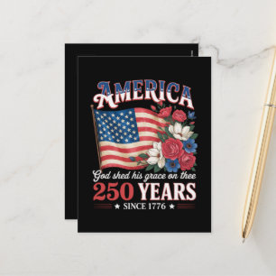 Cartes Pour Fêtes Annuelles Drapeau Floral America 250 Ans