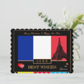 Cartes Pour Fêtes Annuelles Drapeau Français & Eiffel Bonne année Souhaite la  (Debout devant)