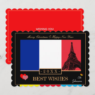 Cartes Pour Fêtes Annuelles Drapeau Français & Eiffel Bonne année Souhaite la 
