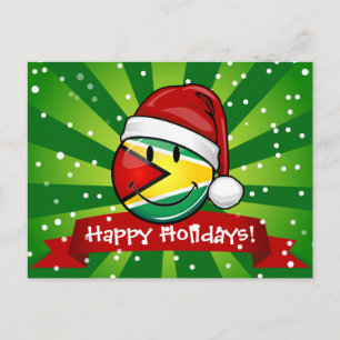 Cartes Pour Fêtes Annuelles Drapeau guyanais souriant style de Noël