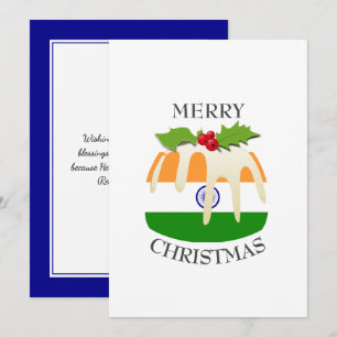 Cartes Pour Fêtes Annuelles DRAPEAU INDIEN Pudding de Noël Festif