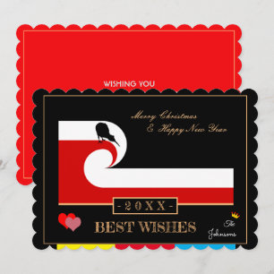 Cartes Pour Fêtes Annuelles Drapeau Maori Wave & Seeland Happy New Year /Kiwi