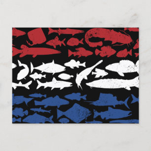 Cartes Pour Fêtes Annuelles Drapeau néerlandais fait de poisson - Design de pê