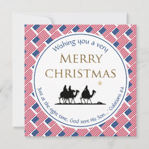 Cartes Pour Fêtes Annuelles Drapeau patriotique USA HOMMES SAGES Noël chrétien
