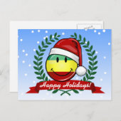 Cartes Pour Fêtes Annuelles Drapeau Rastafarien de style Noël souriant (Devant / Derrière)