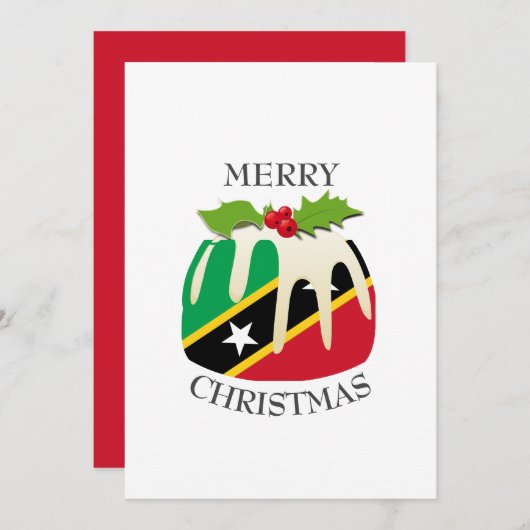 Cartes Pour Fêtes Annuelles DRAPEAU ST KITTS | Pudding de Noël | Festive (Devant / Derrière)